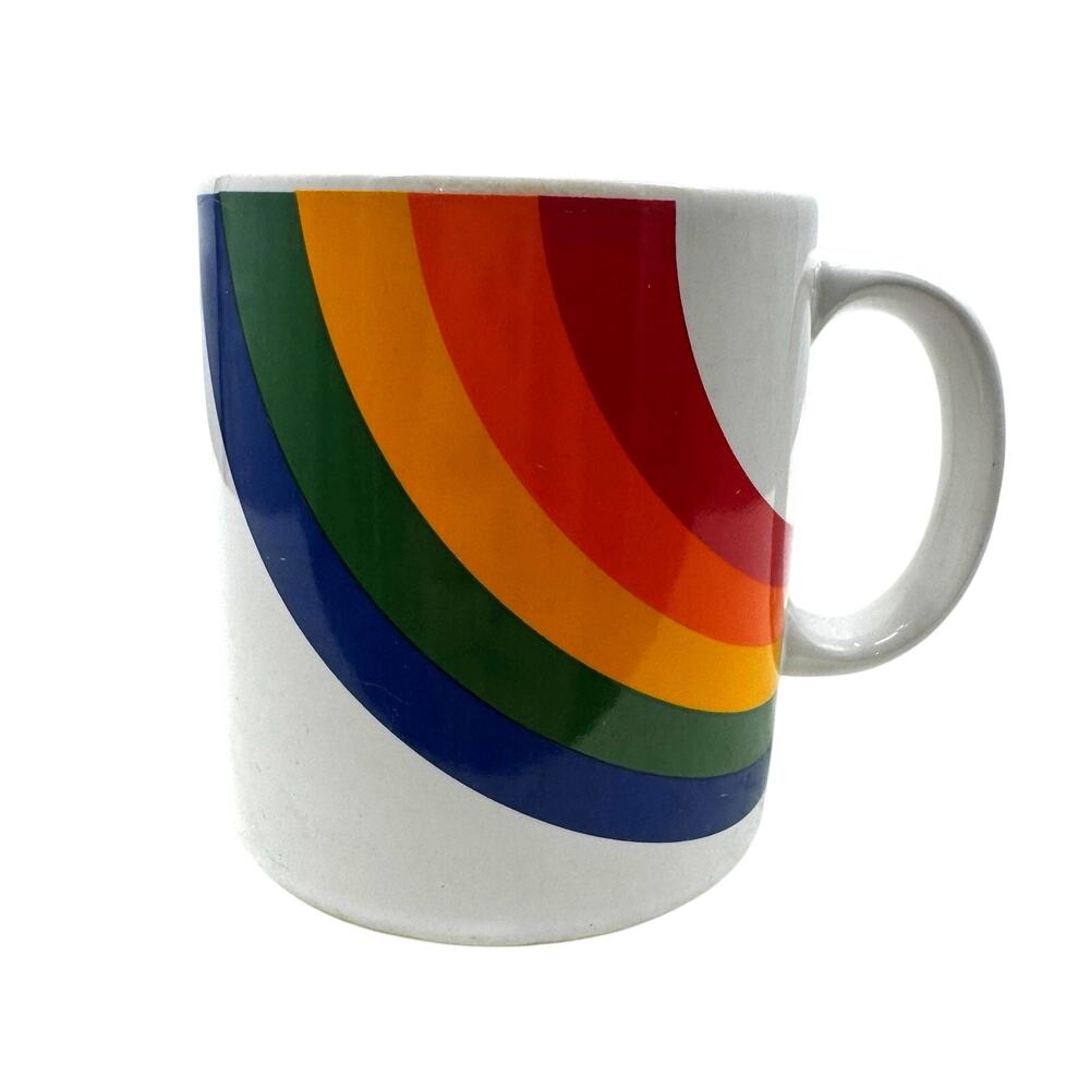 Vintage FTDA Colorful Retro Rainbow Ceramic Coffee Tea Mug Made in Korea